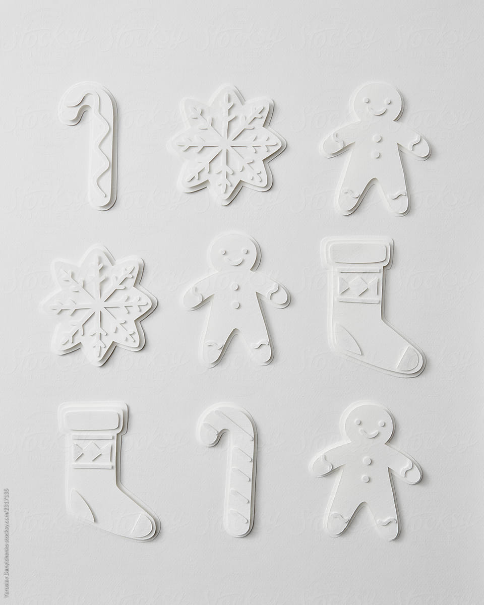 Pattern from white paper figures for Christmas