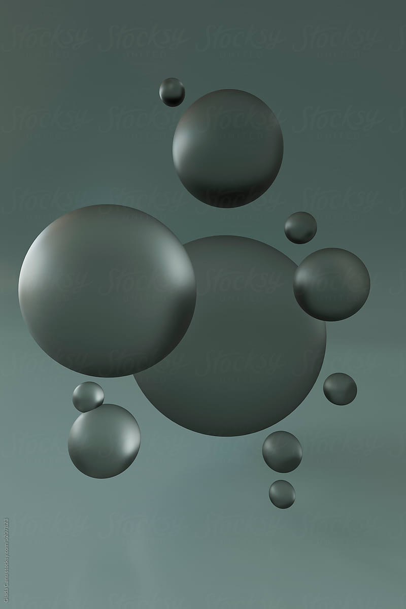 3d render of green glass spheres
