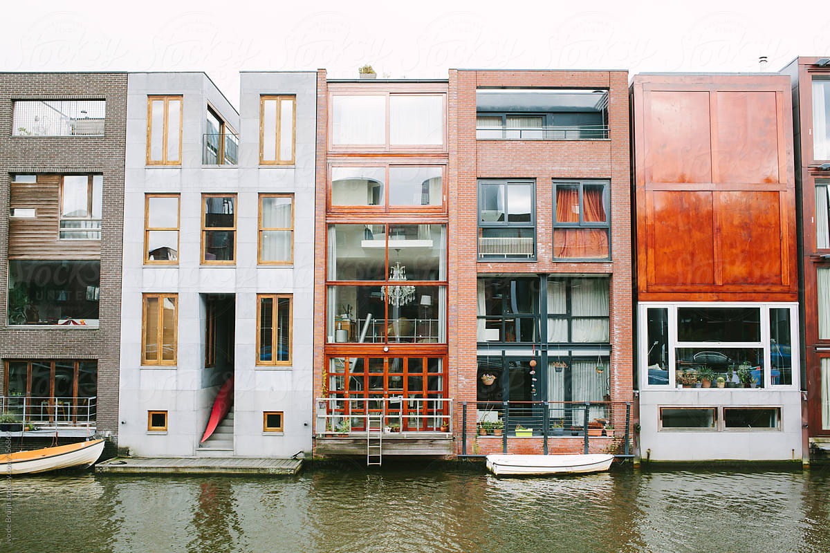 Unique Modern Canal Houses Along A Waterfront In Amsterdam By