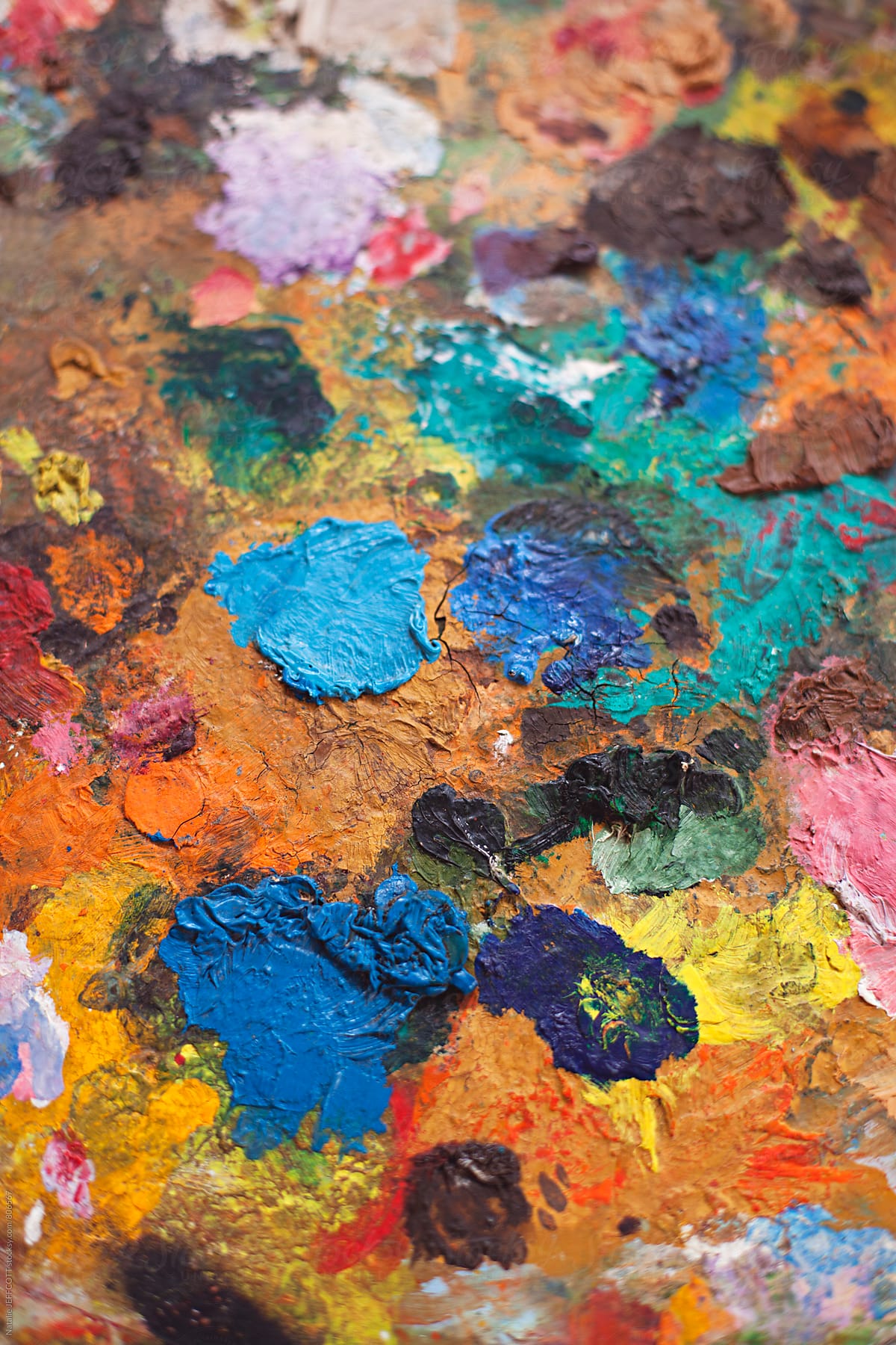 Close Up Of Artists Oil Paint Palette by Stocksy Contributor