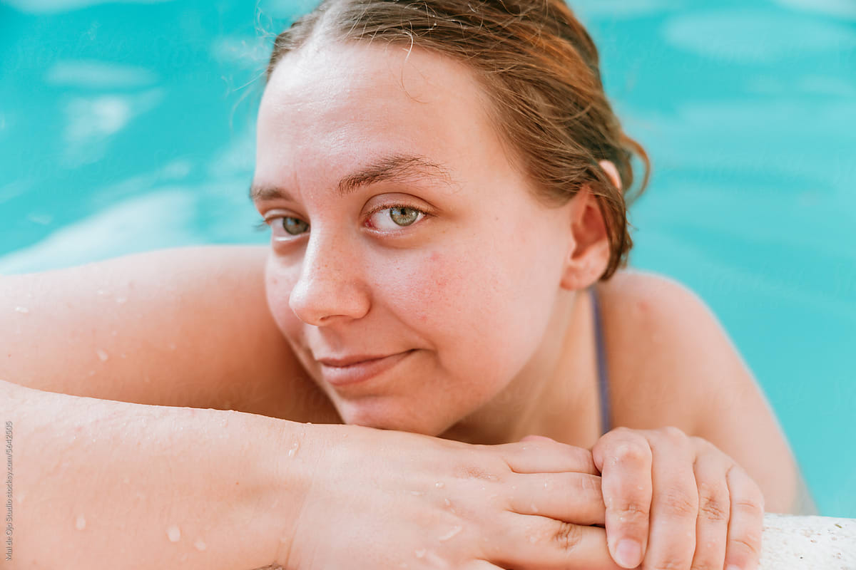 Close-up of woman in the pool