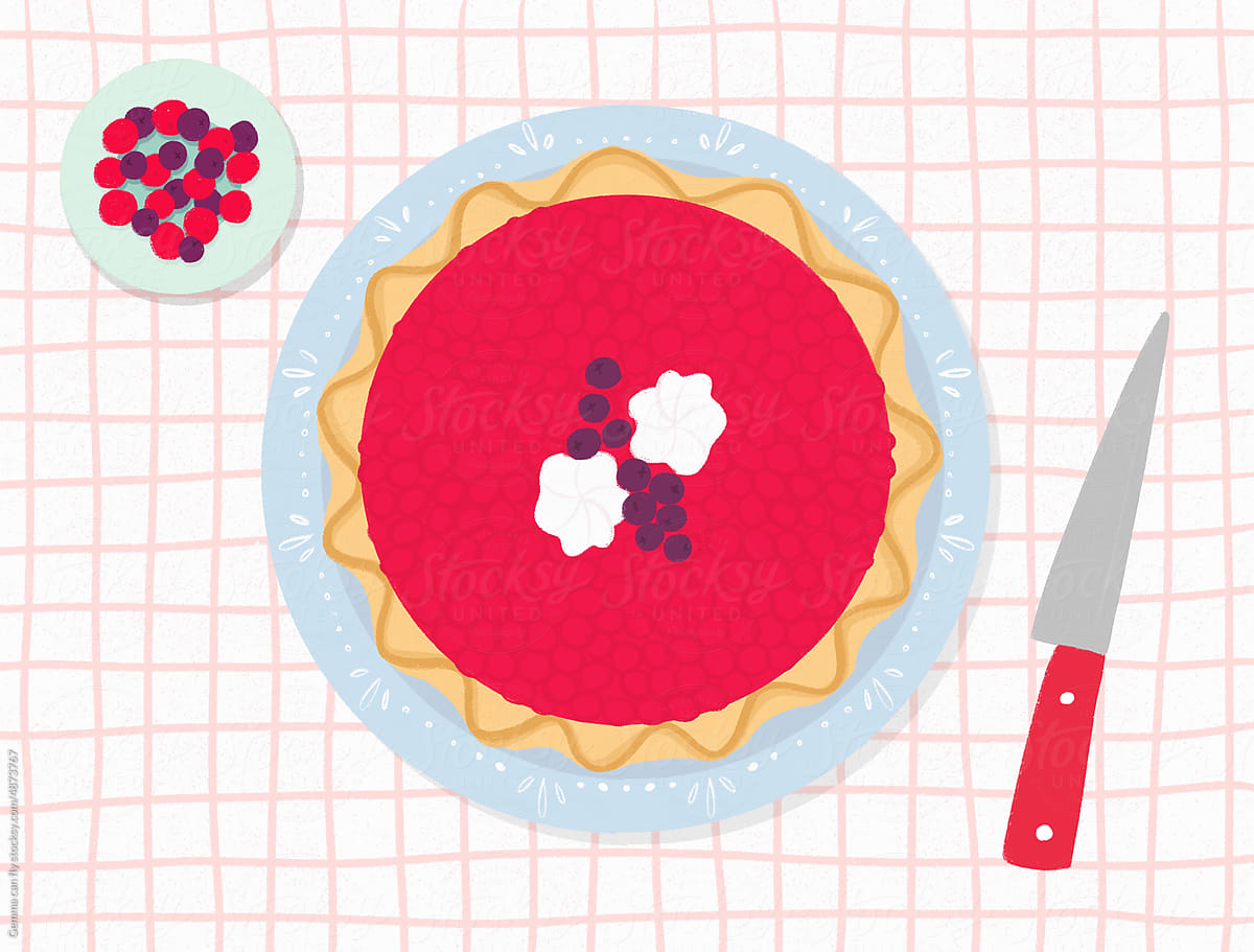Cranberry cake. Thanksgiving food illustration
