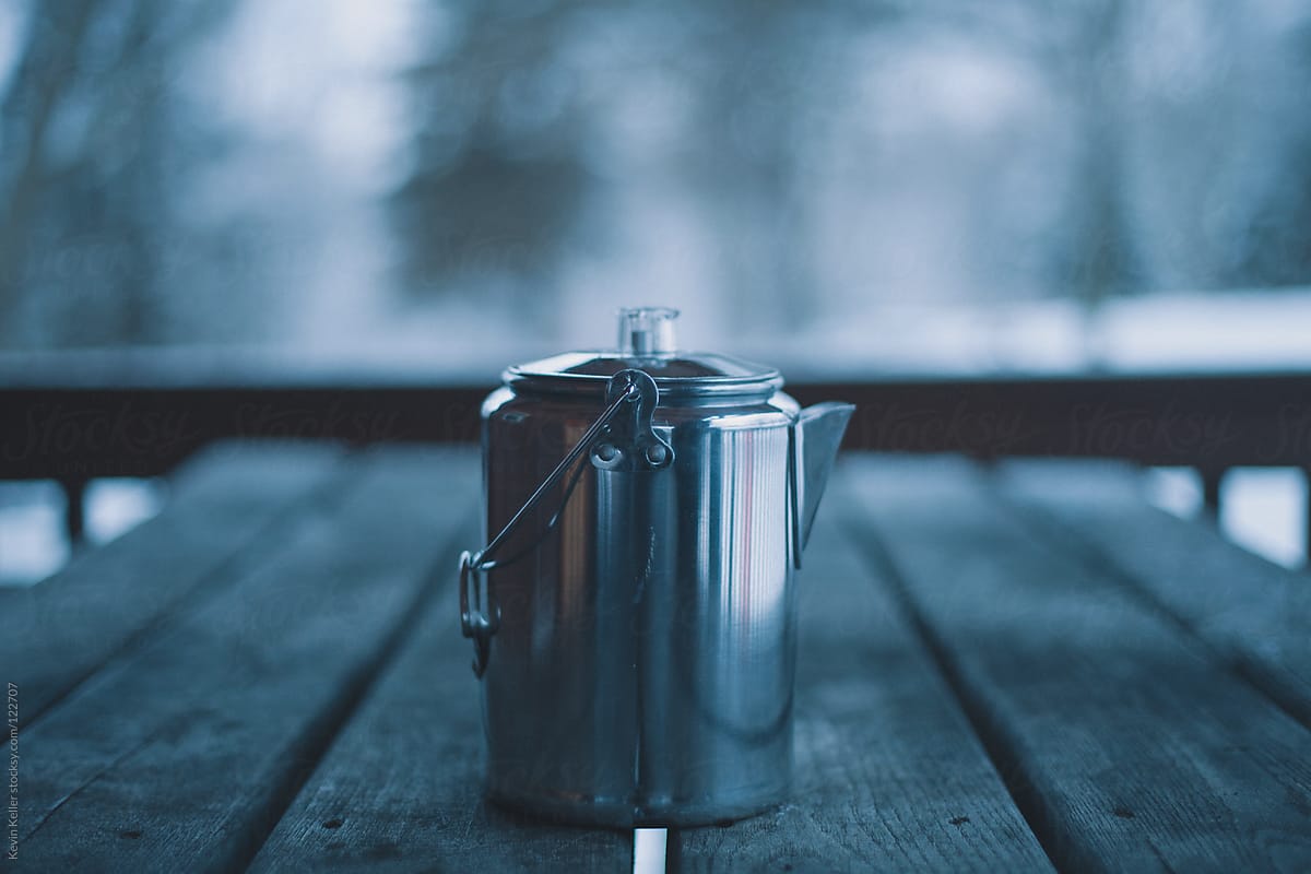 Closeup of Kettle on a Cold Winter Morning