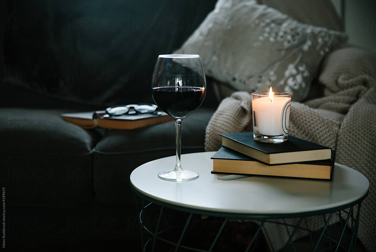 Red wine and candlelight