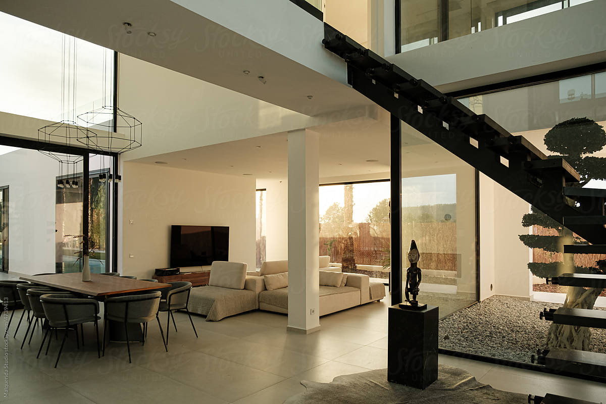 Indoors of luxury loft