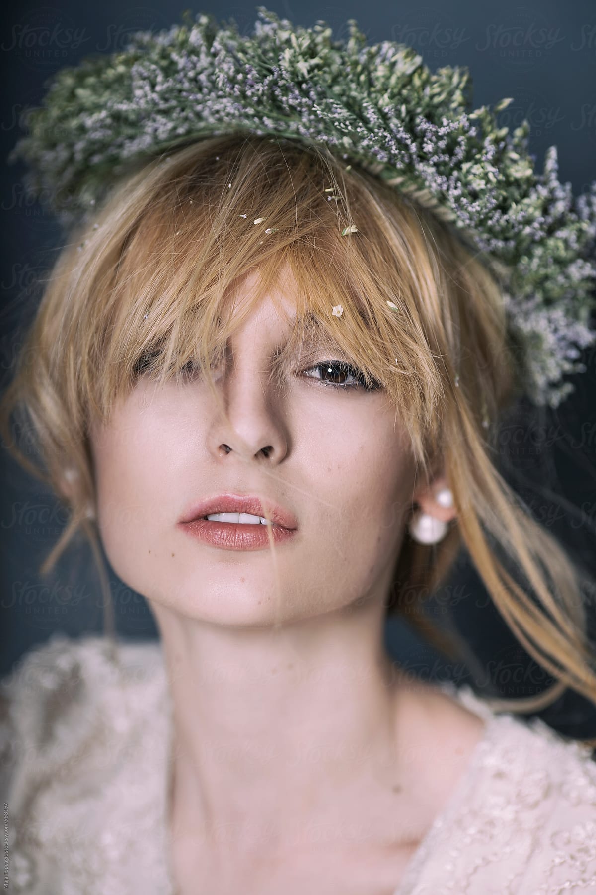 Portrait Of A Beautiful Woman With Flower Crown By Stocksy Contributor Maja Topcagic Stocksy