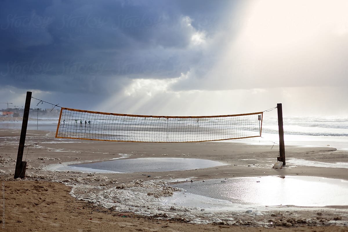 Wintery Stranded Beach Volleyball Net