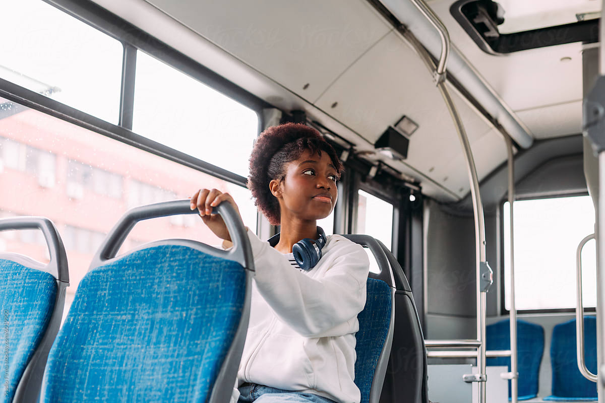 Student riding bus
