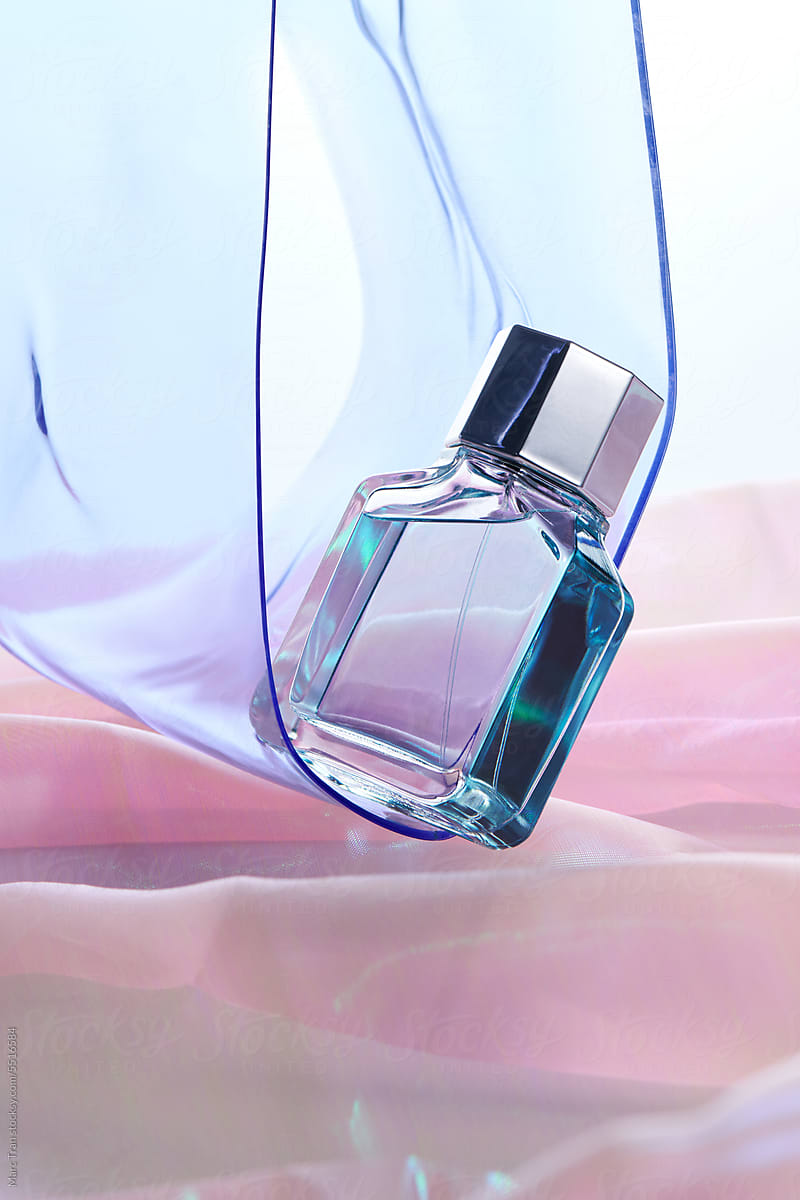 Perfume bottle mockup stand on acrylic sheets