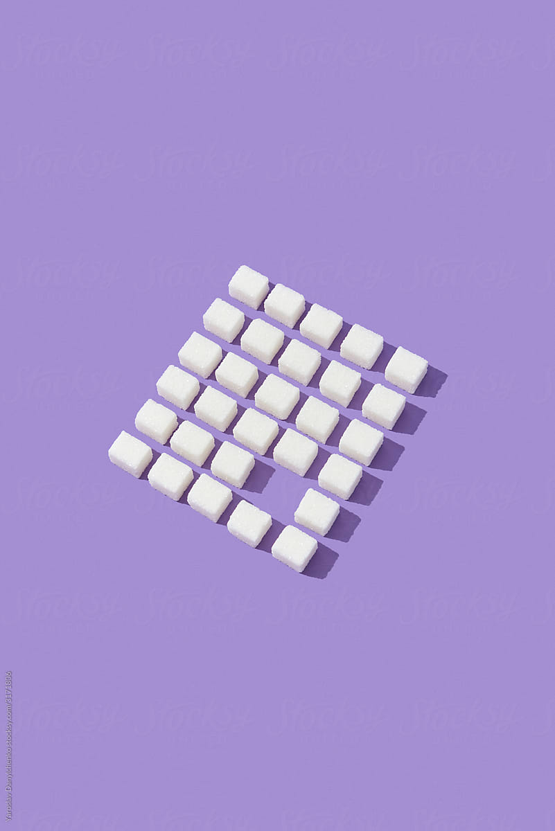 Square pattern made from sugar cubes.