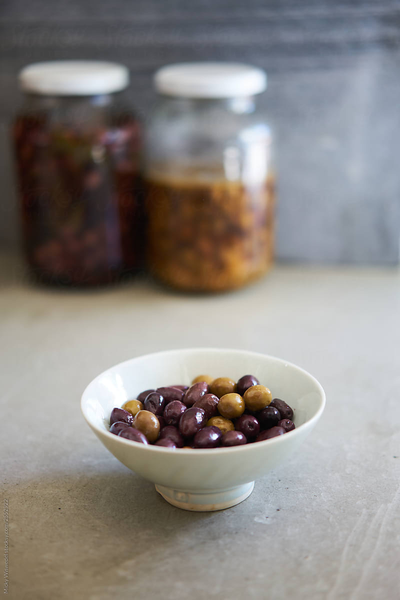 bowl of pickled olives