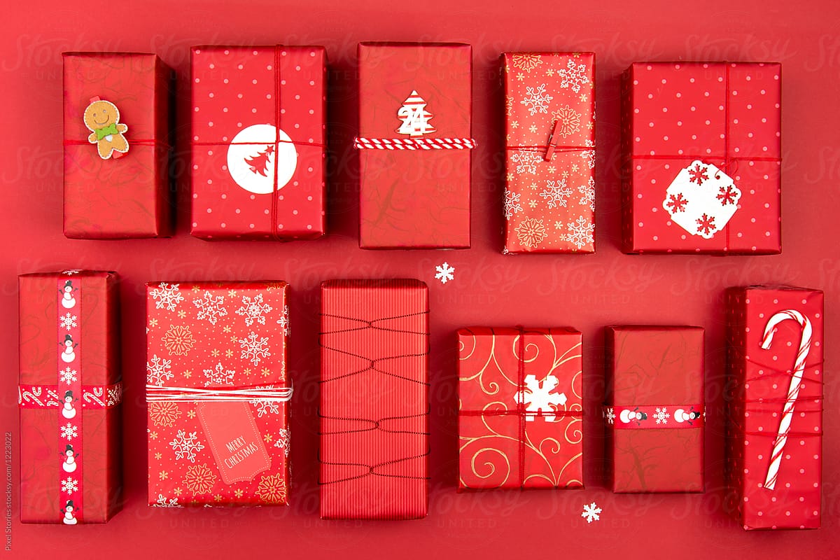 Red themed Christmas presents and gifts
