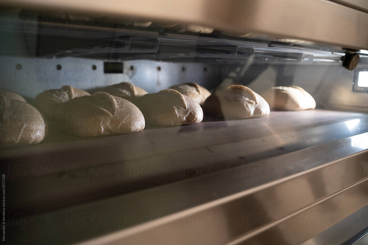 Loafs Of Bread Baking At Oven