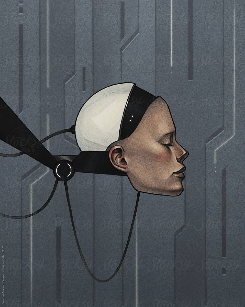 cyborg head illustration
