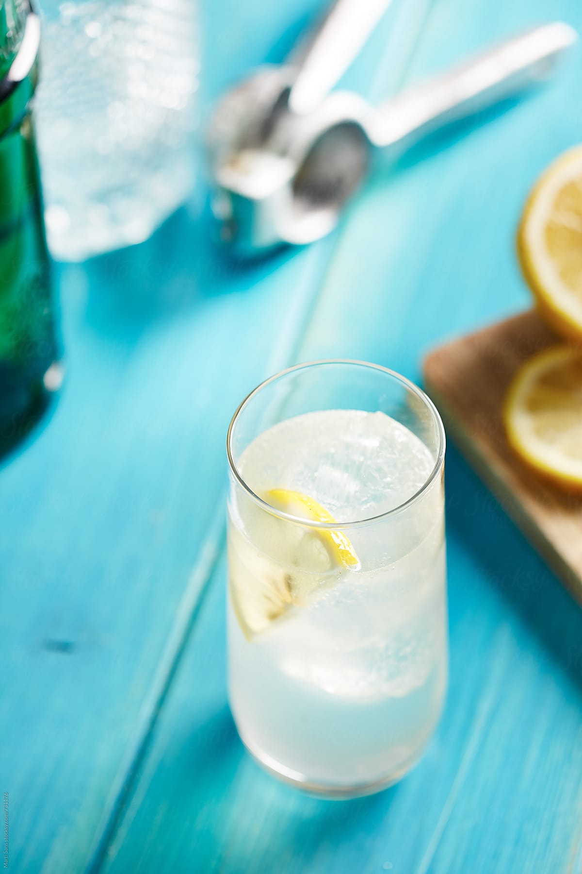 Gin fizz cocktail, lemon squeezer