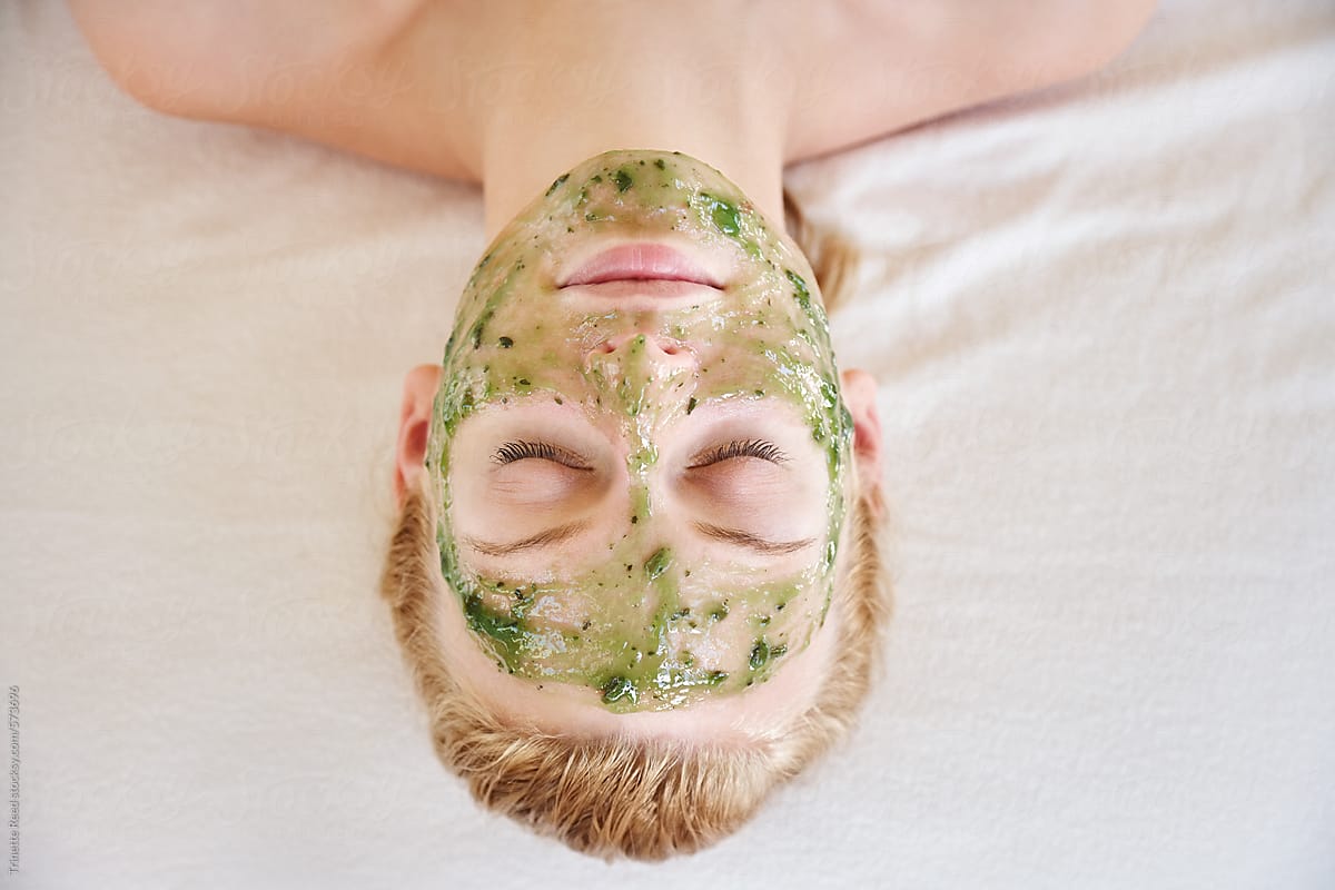 Woman wearing an all natural facial at luxury spa
