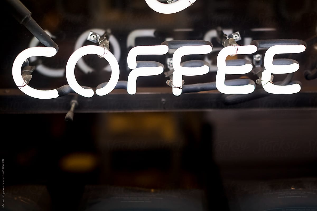 Coffee neon sign out of a coffee shop