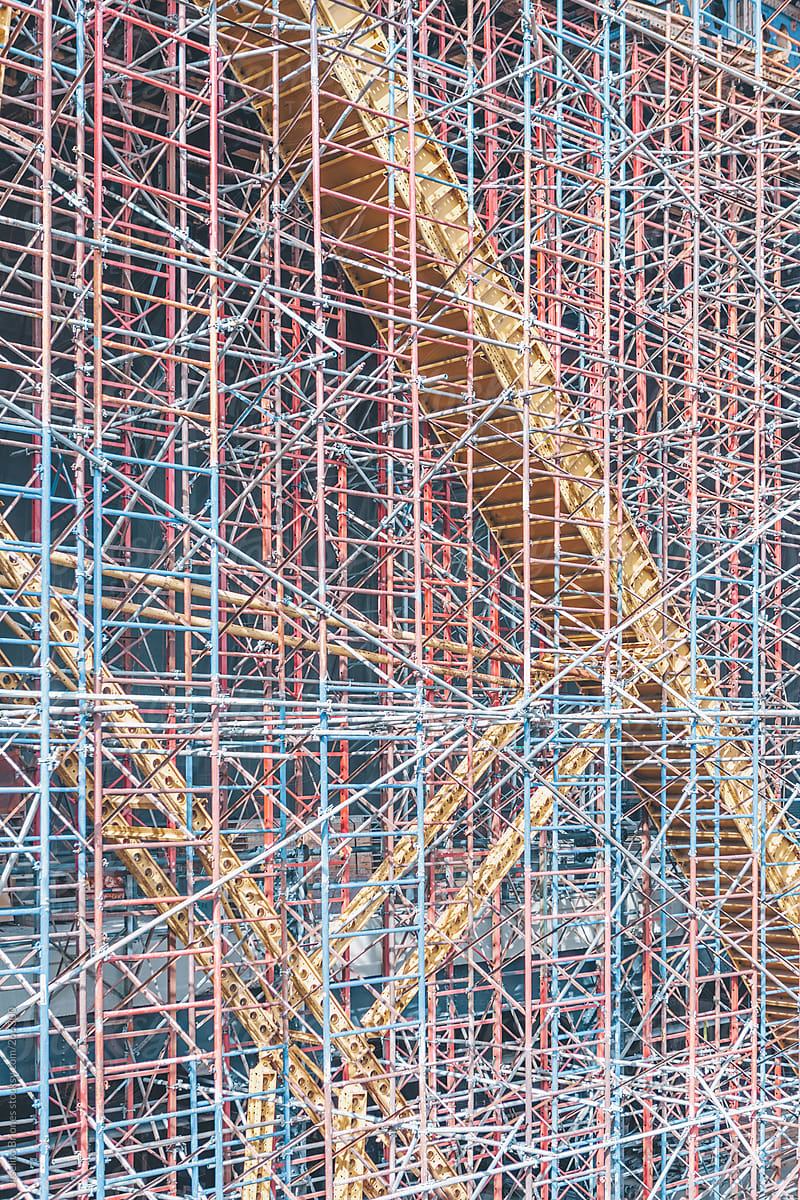 Order in Chaos of Scaffolding and Framework of Building as Construction Background