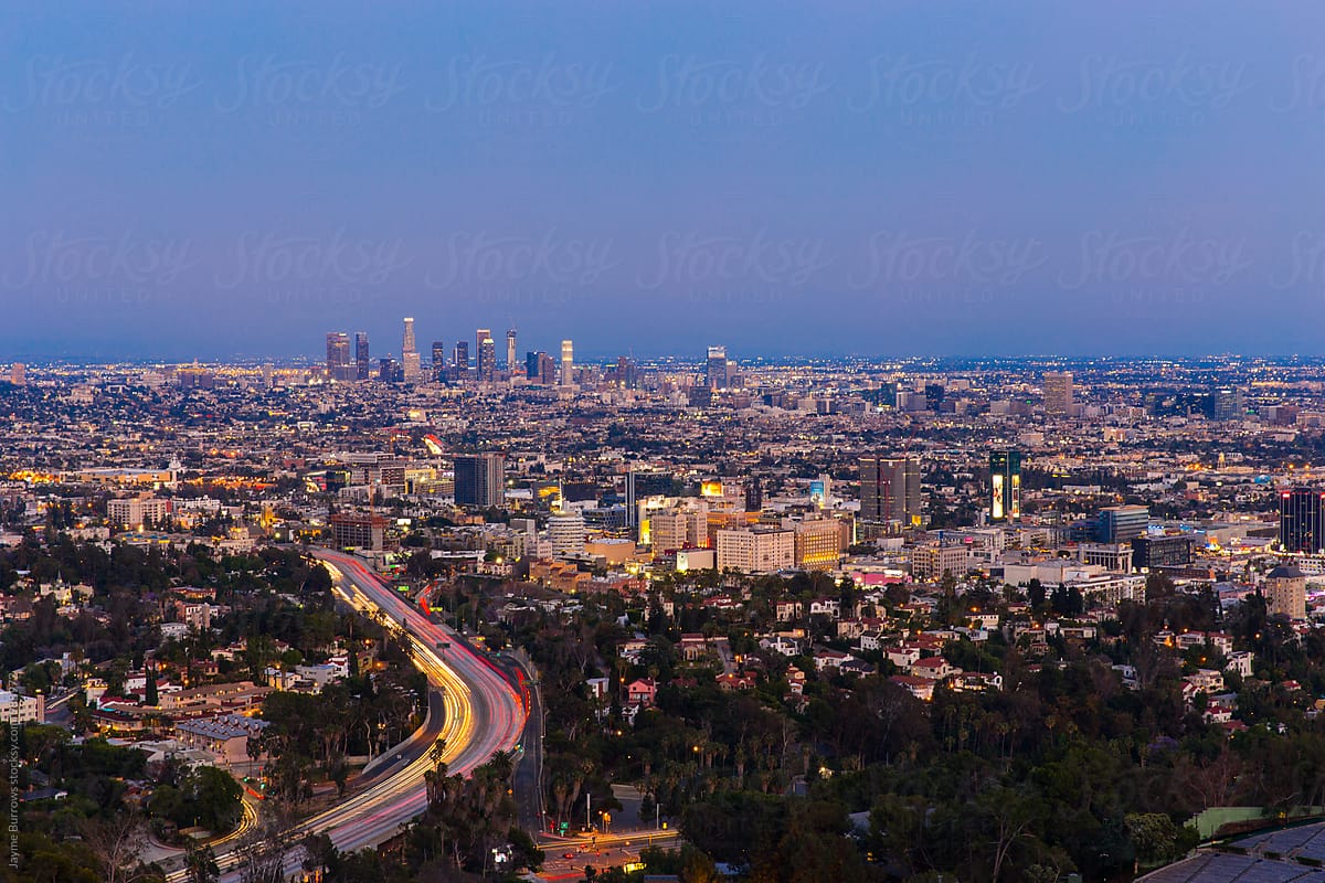 Los Angeles Skyline At Dusk By Stocksy Contributor Jayme Burrows