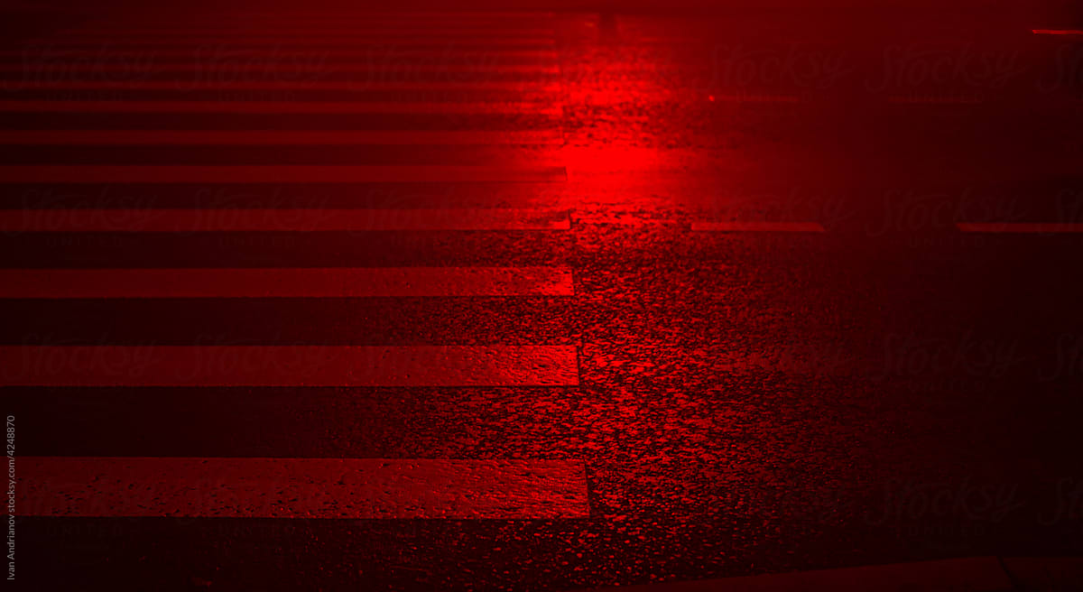 Red Scary Crossing In The City