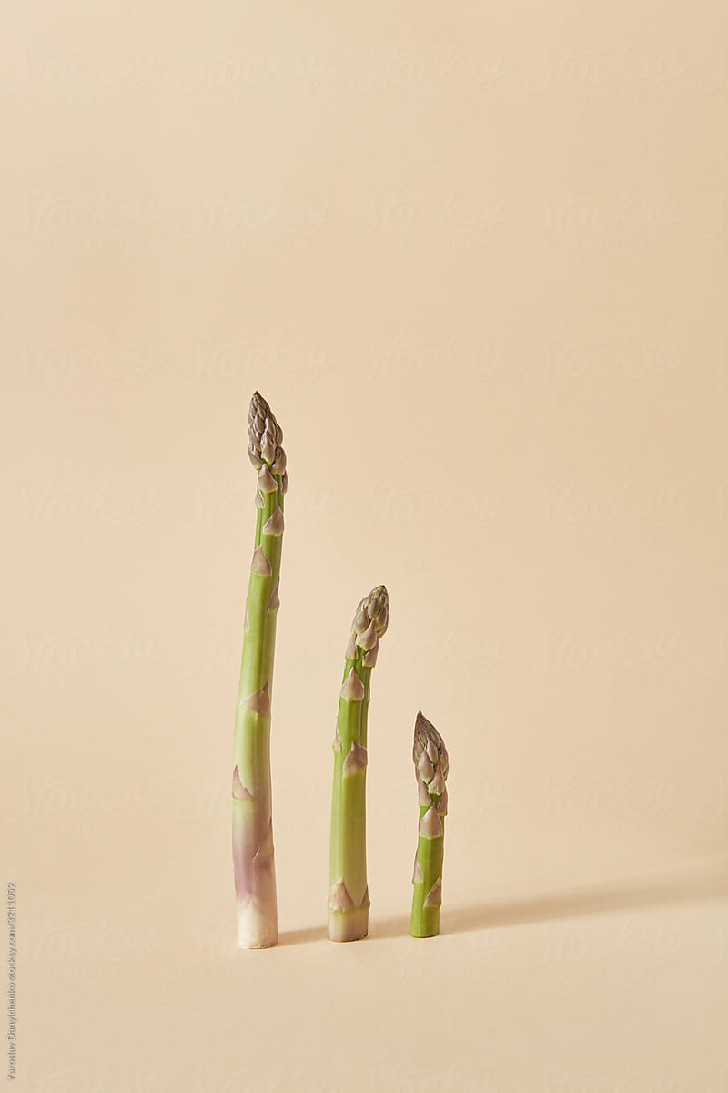 Spears of organic natural asparagus.