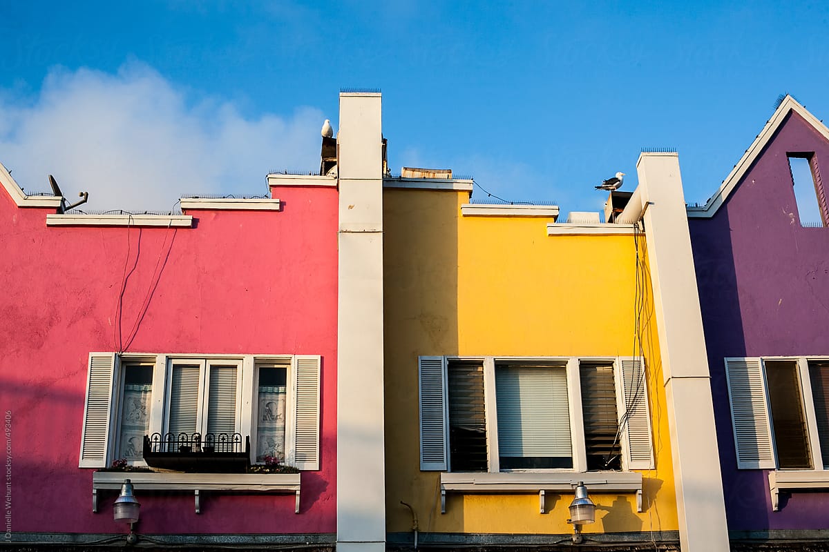 Brightly Painted Buildings in Santa Monica, California