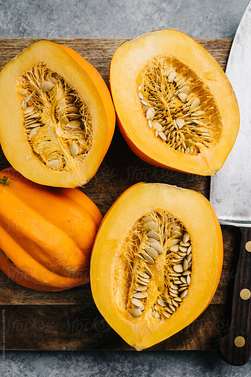 Halved Acorn Squash with Seeds