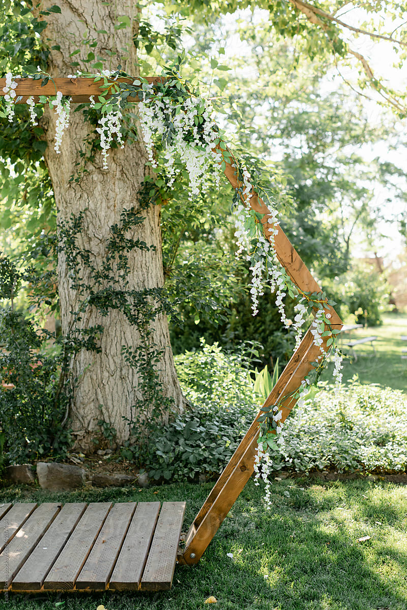 Wedding Ceremony Arch with Hanging Flowers