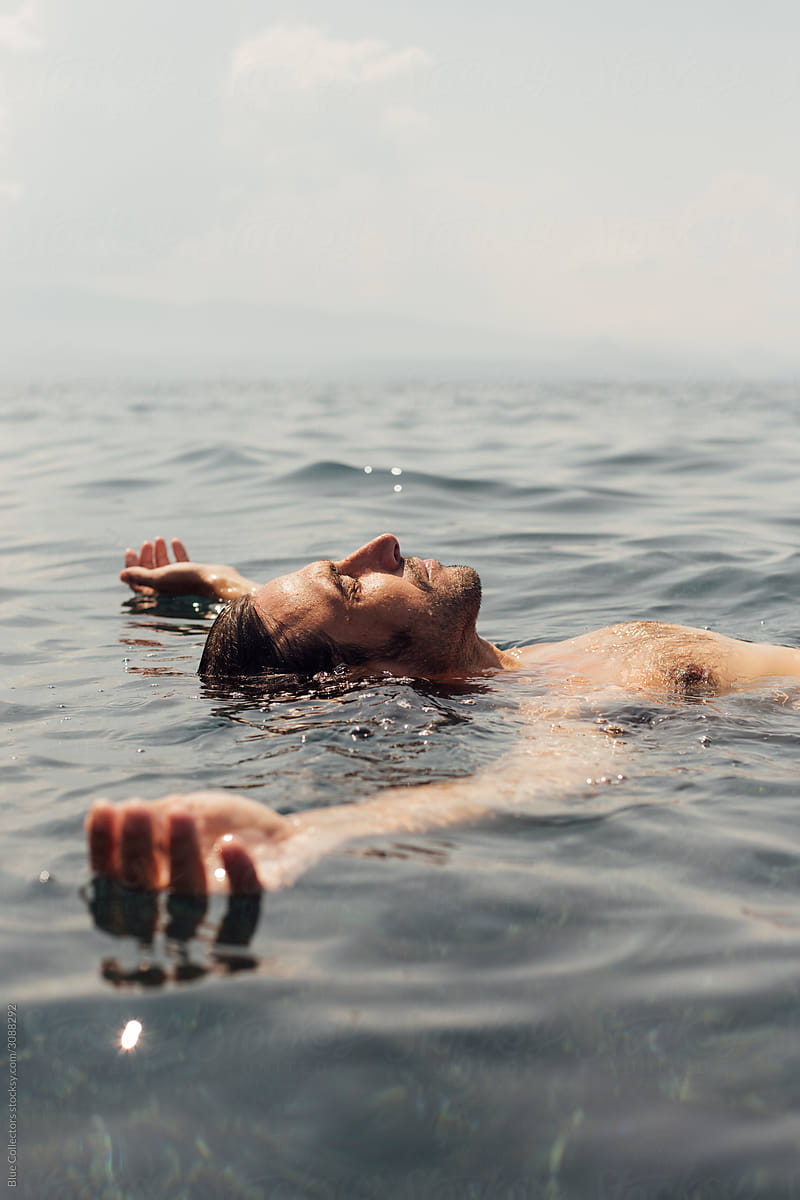 Man floating in the sea