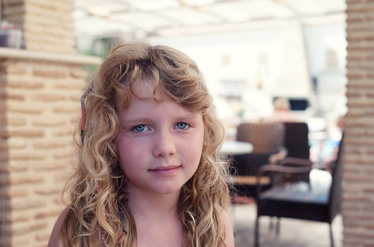 Portrait Of A Young Girl With Curly Blonde Hair By Christina K