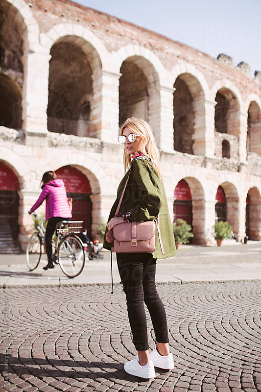 Fashion blogger in front of the Arena in Verona by Maja Topcagic ...