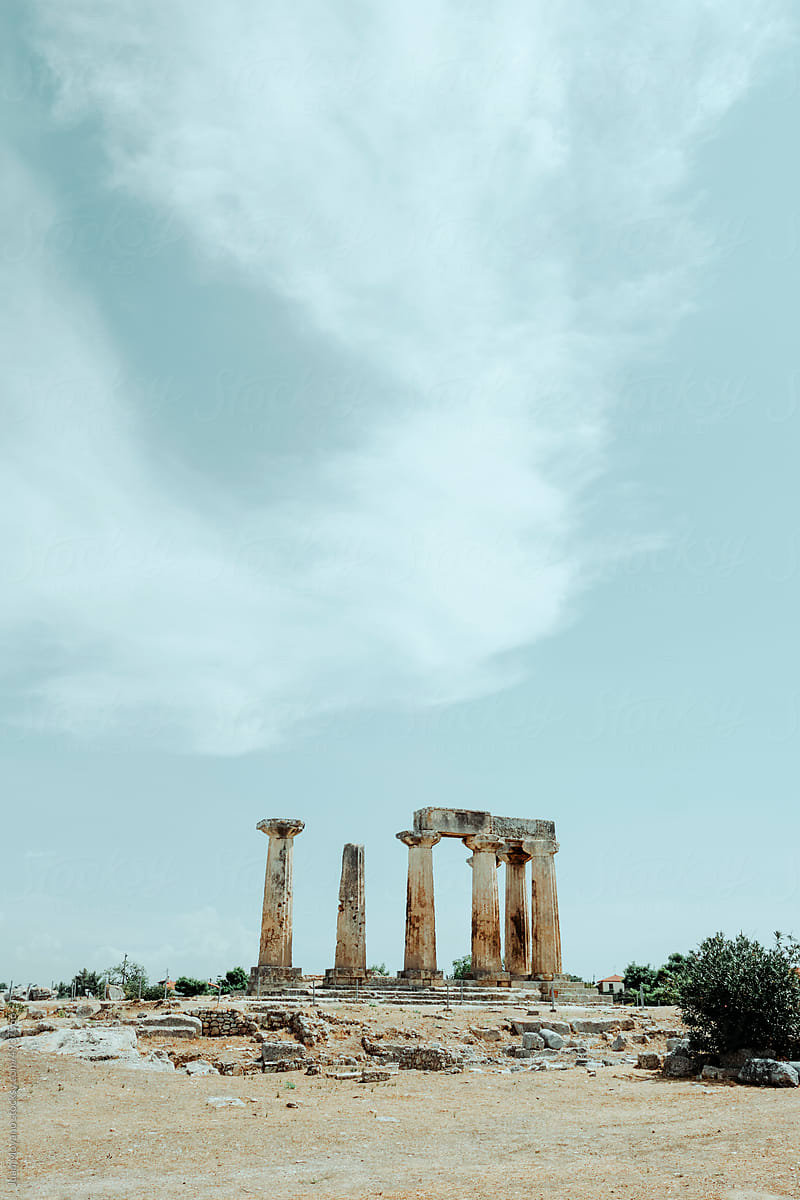 the ruins of the Temple of Apollo, in Corinth