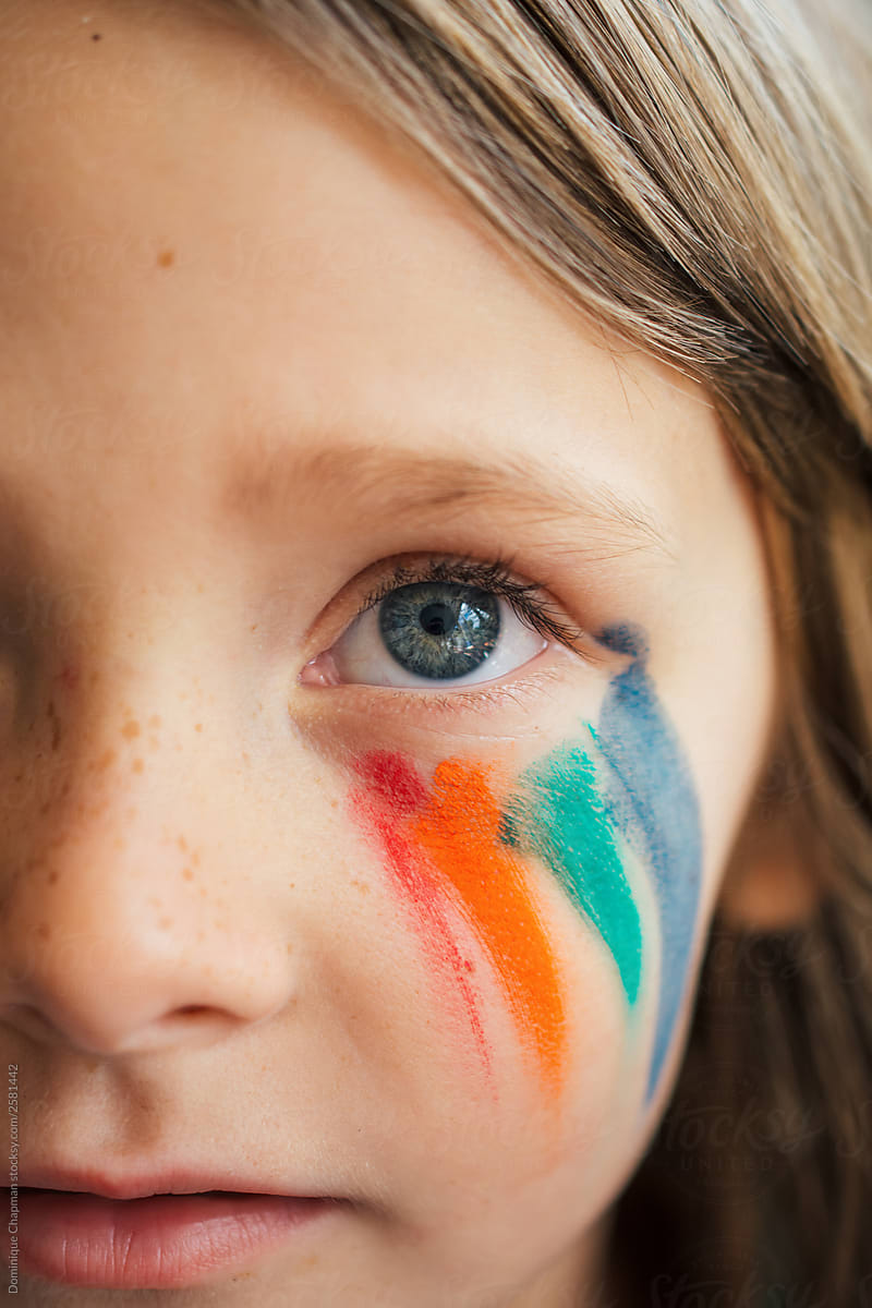 face, paint, child, kid, children, pink, freckles, glitter by Dawn Crük.  Photo stock - StudioNow