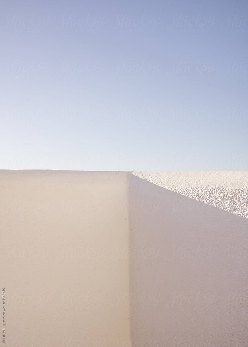 Wall in shadow against a blue sky in Mallorca