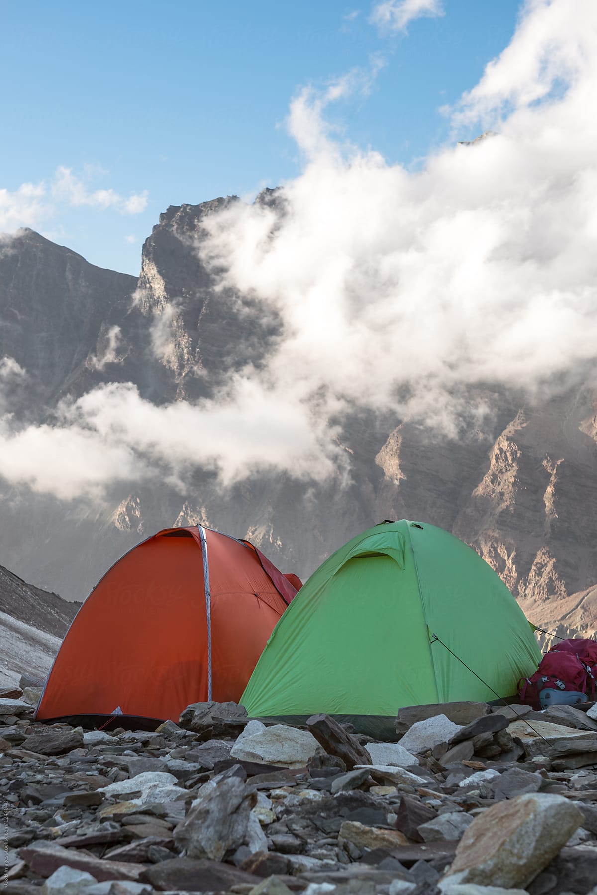 Tents on a high mountain plateau in India