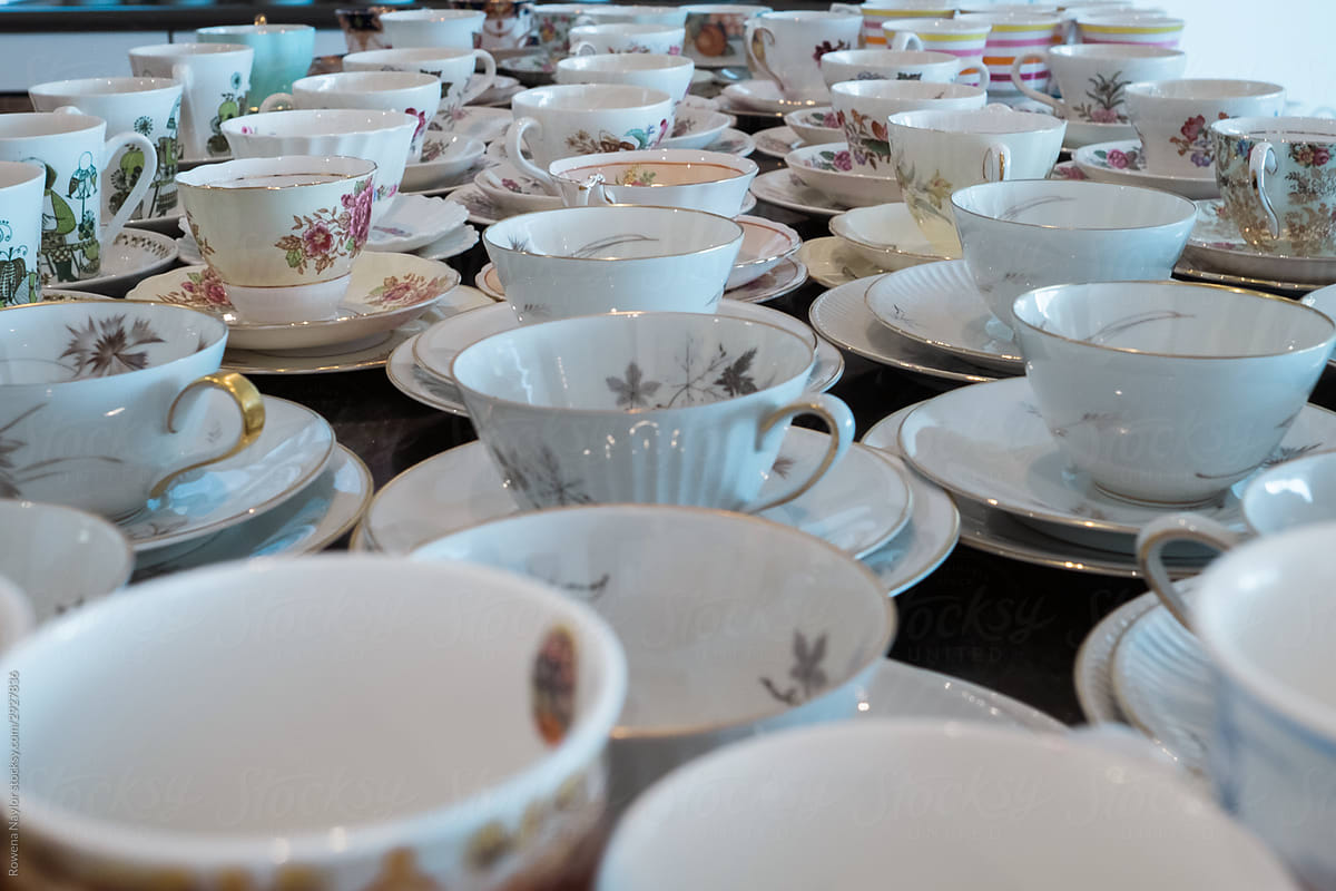 Teacups set up for Australia\'s Biggest Morning Tea fundraiser