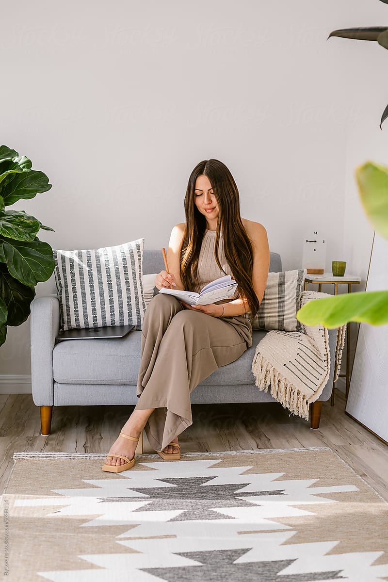 Latin Wellness woman at Work in home office