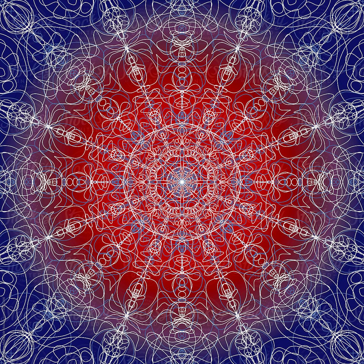 Red and blue mandala pattern