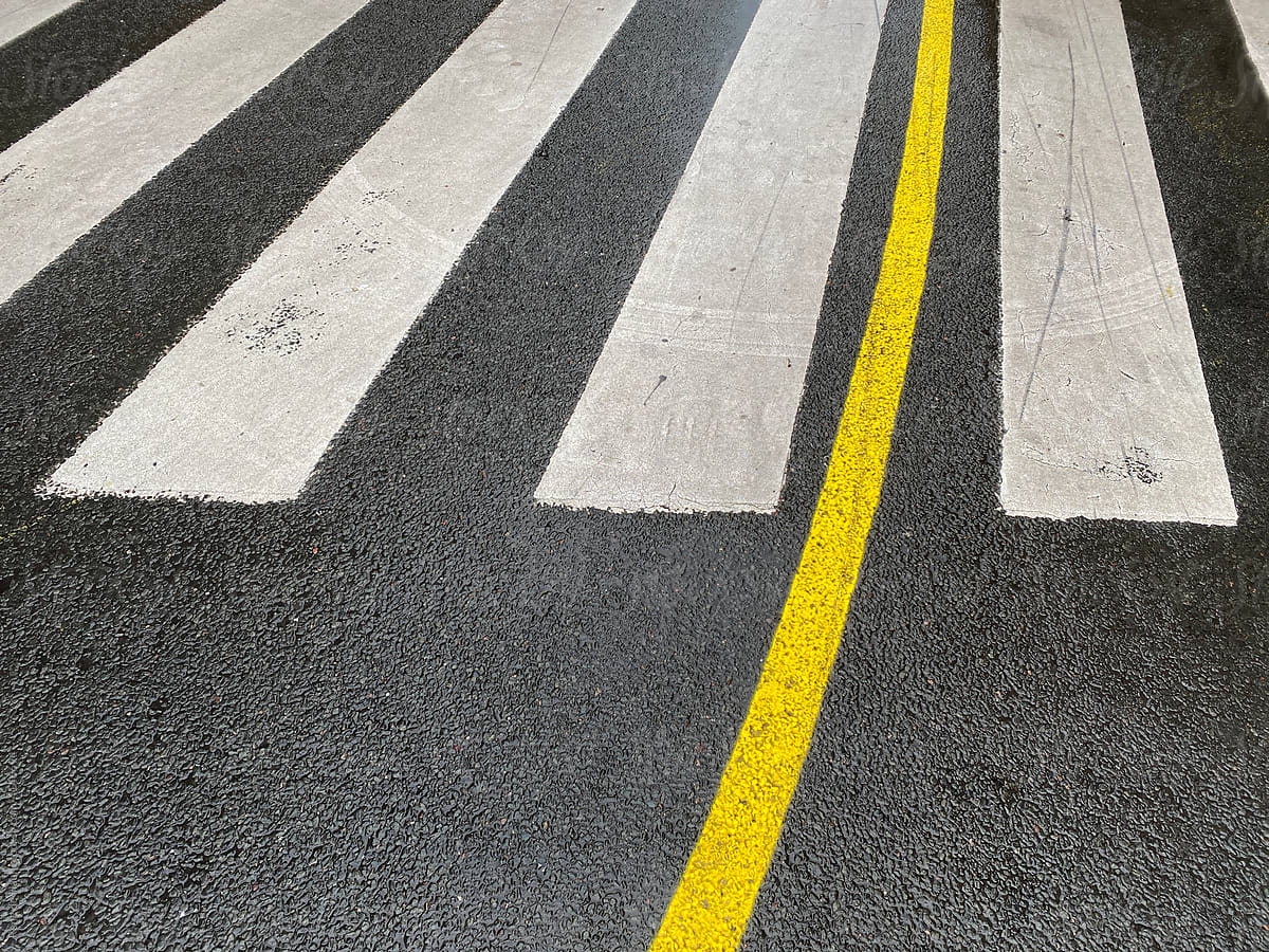 zebra crossing with yellow line