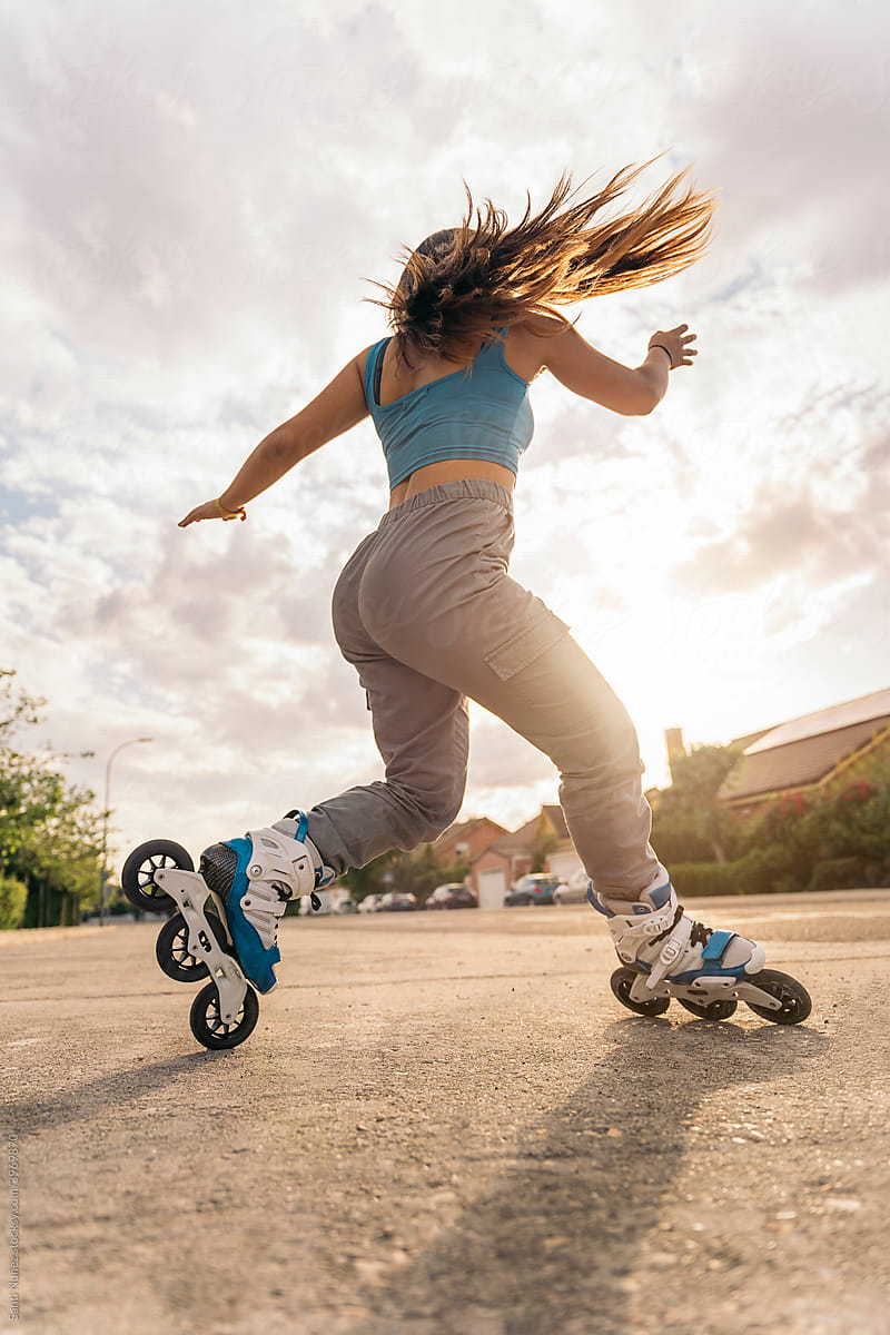 Happy Skater Woman Rollerblading
