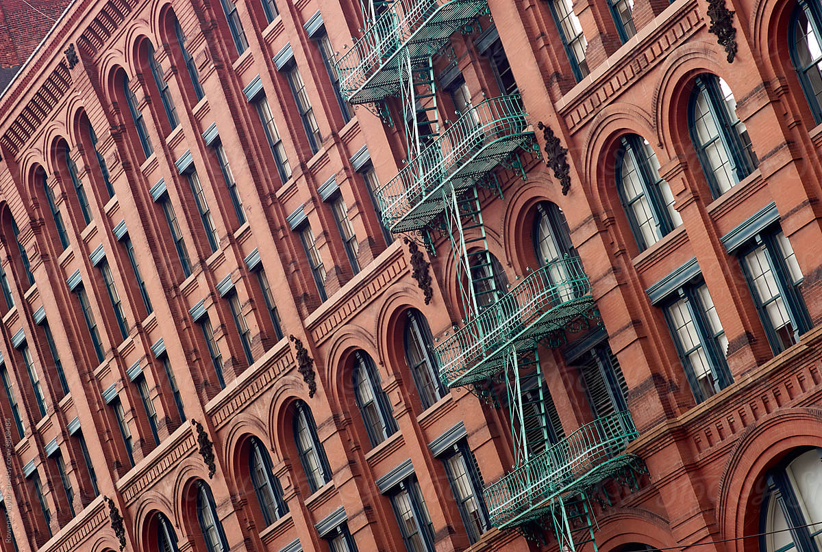 Detail of New York city heritage apartment building