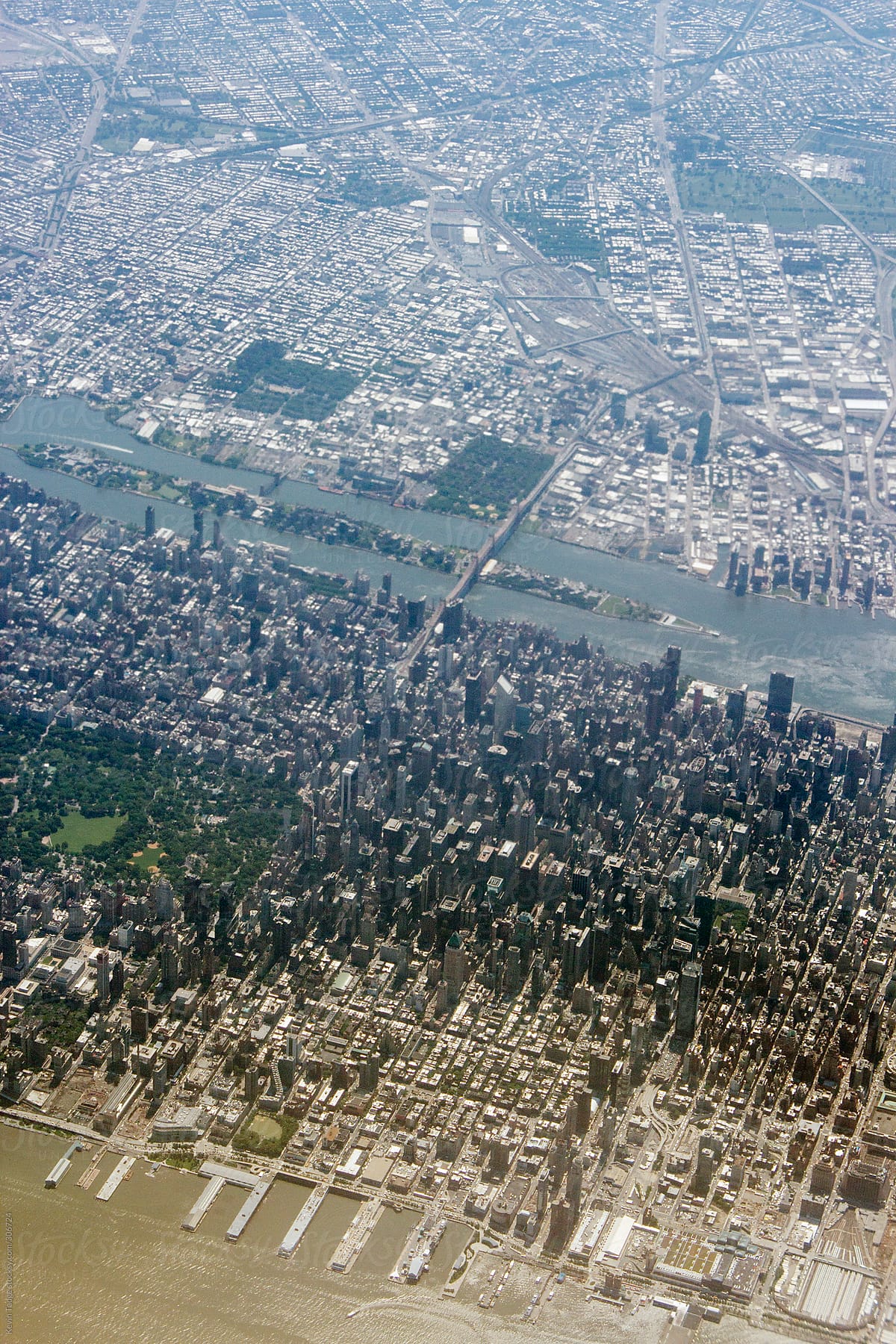 Flying over Manhattan and Queens