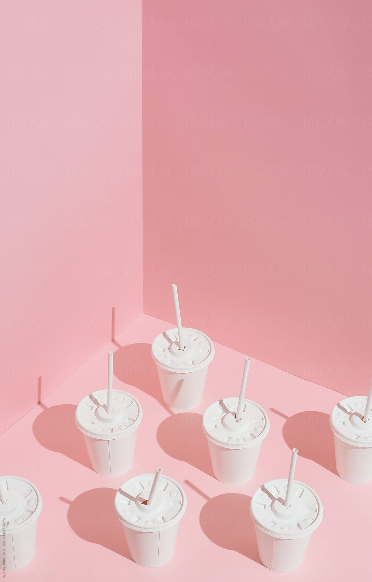 Milkshake/smoothie/Juice cups with straws.Junk food series