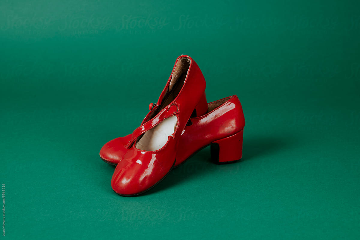 red patent leather flamenco shoes
