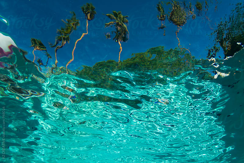Underwater image of empty swimming pool.