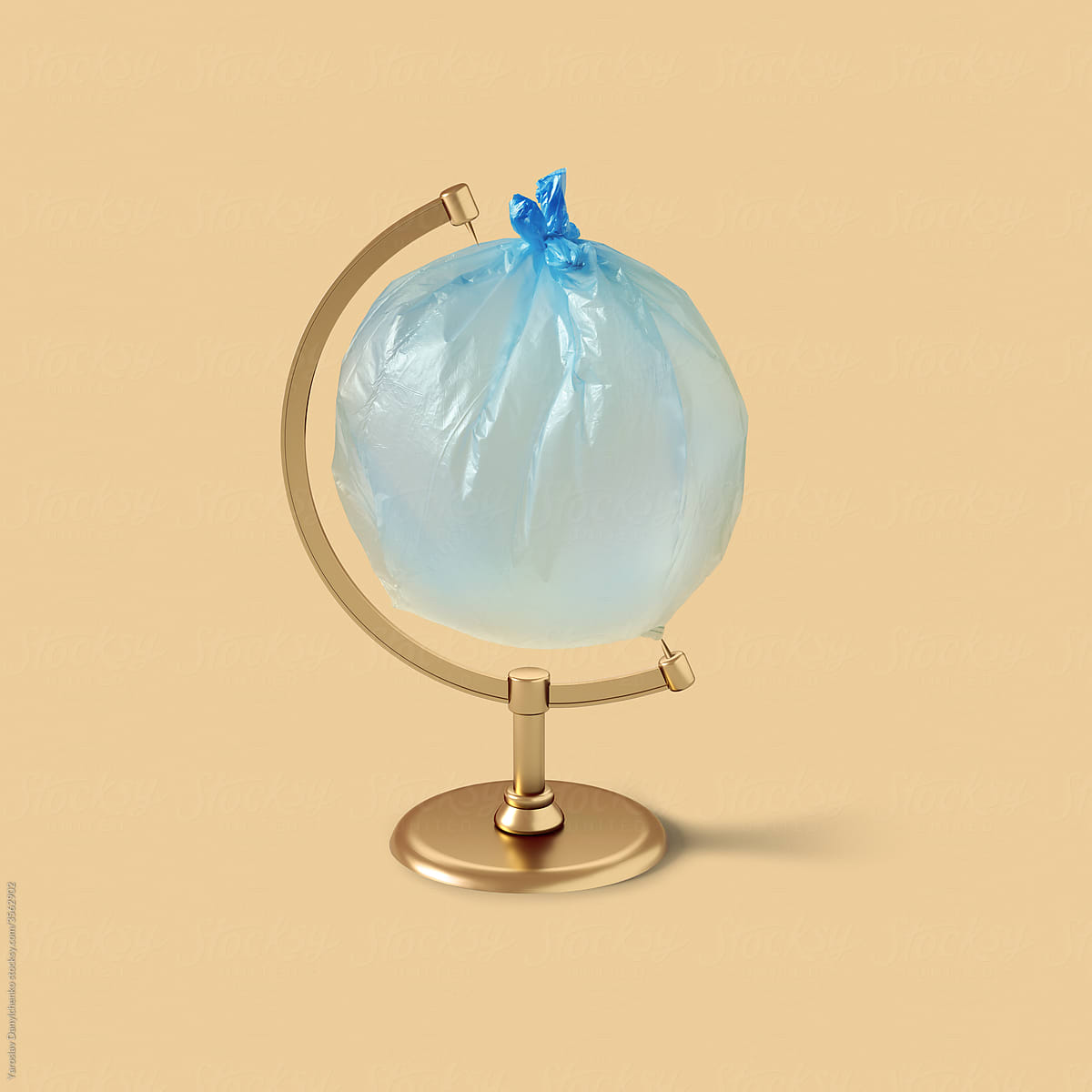 Globe made from an inflated plastic bag.