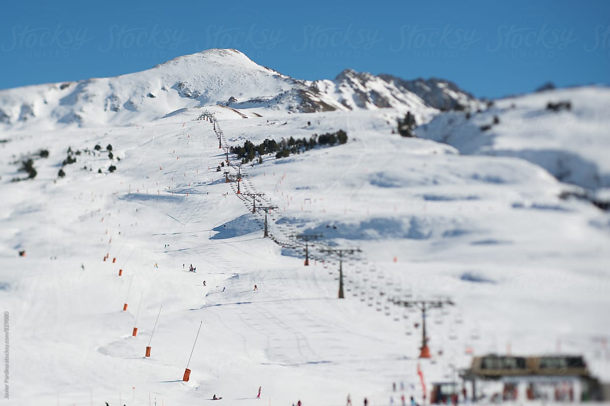 ski resort in snowy mountains