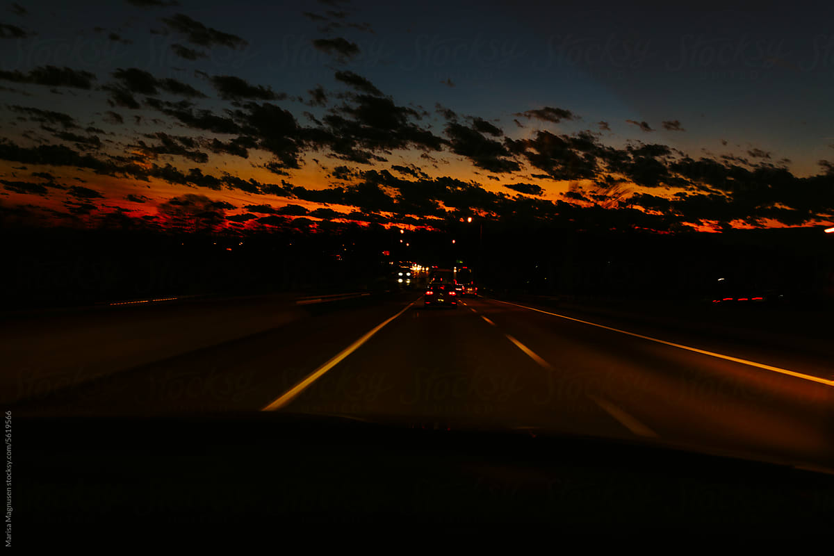 driving on the highway at night