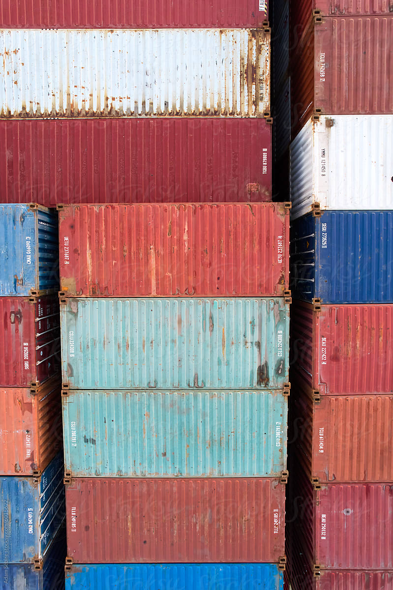 Sea-can shipping containers closeup
