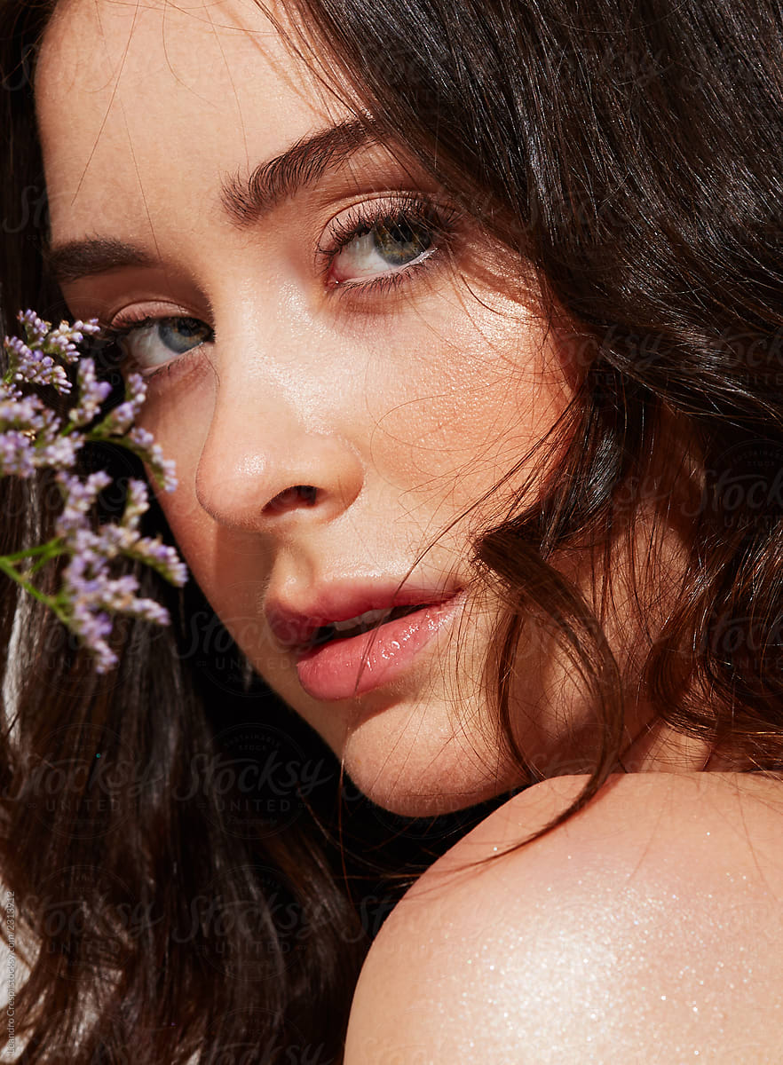 Closeup beauty shot with flower